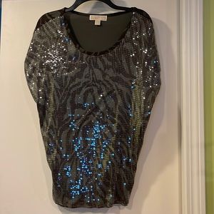 - Michael Kors sequined animal print short sleeve top